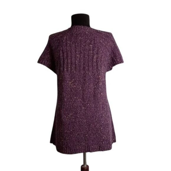 Charter Club Size M Cardigan Sweater Purple Knit Short Sleeve Acrylic Wool Blend - Picture 4 of 8